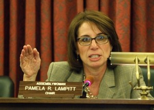 Assemblywoman Pamela R. Lampitt, speaks during the Assembly Women and Children Committee hearing on Bill 2881 which prohibits home-schooling of children under DYFS care, custody, or supervision without DYFS approval in Trenton on Monday, May 14, 2012.  Ed Murray/The Star-Ledger