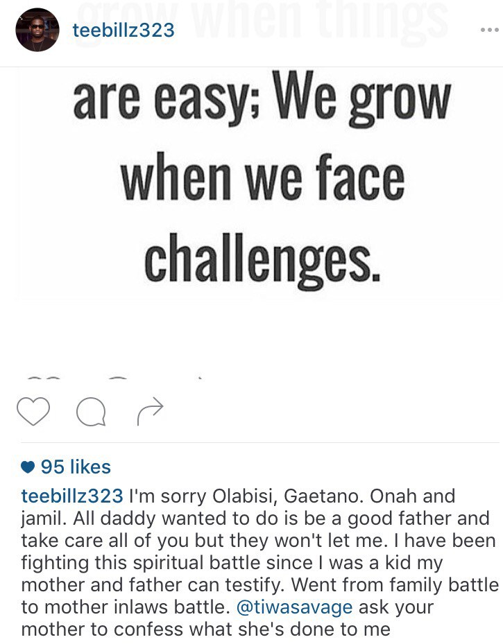 tee billz instagram posts deleted about tiwa savage 3