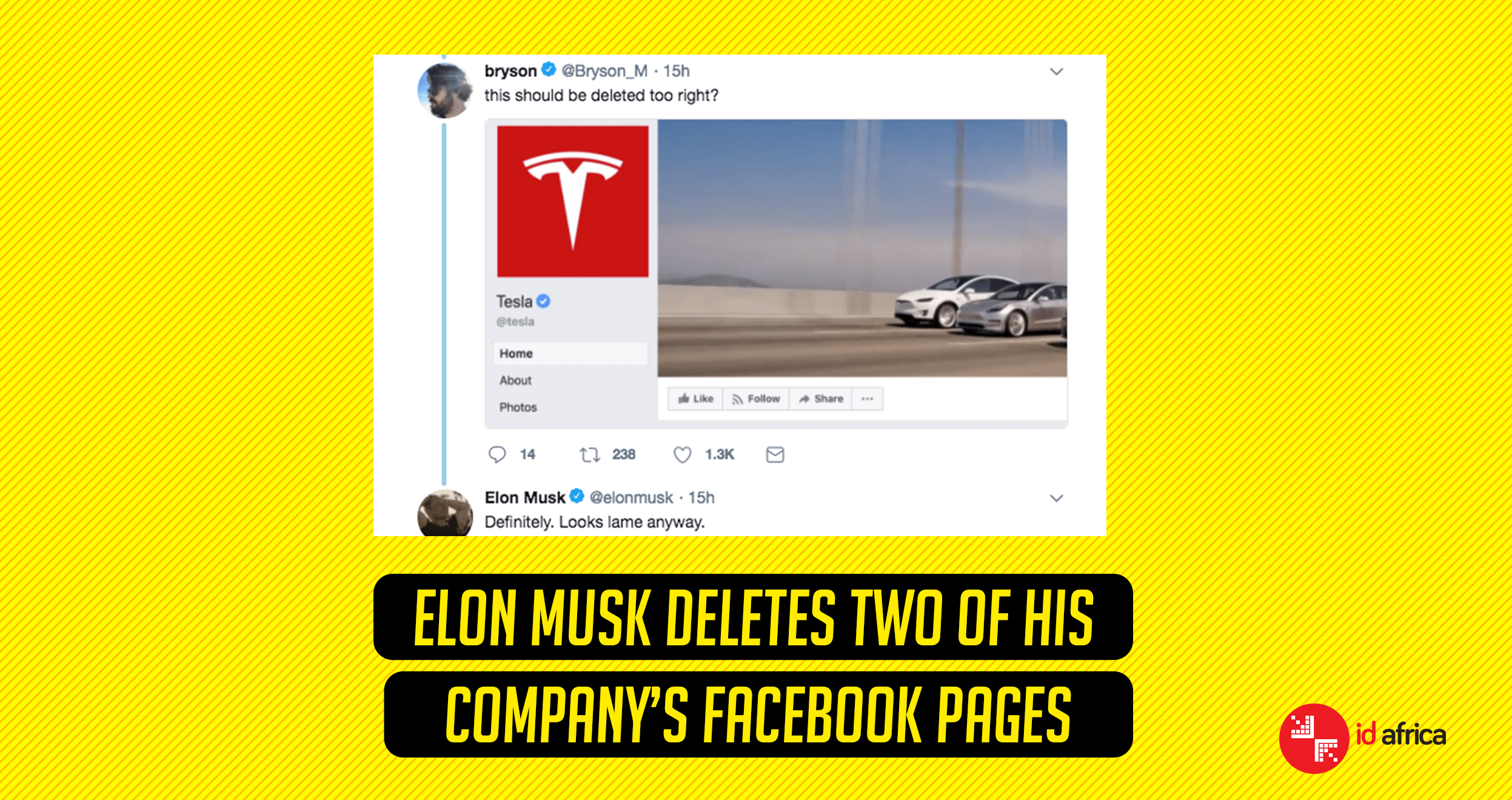 Elon Musk deletes two of his company’s Facebook pages