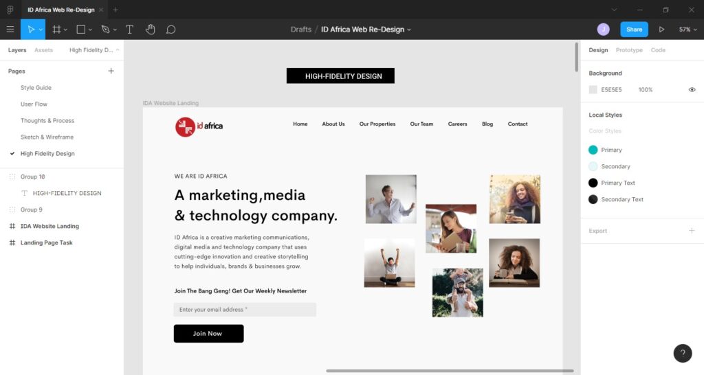 id africa web design high fidelity