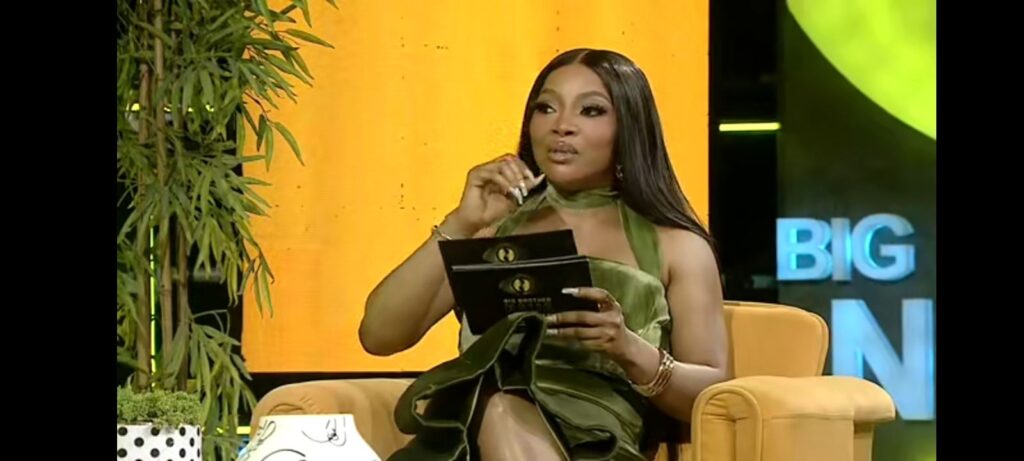 Toke Makinwa on the set of BBNaija:The Buzz