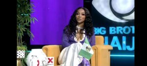 Toke Makinwa on the set of The Buzz Episode 10 at the BBNaija: The Buzz Studio