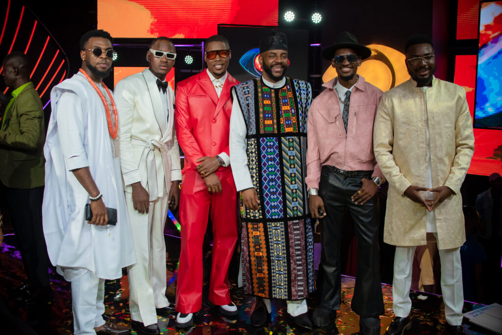 Housemates of the just concluded Big Brother (BBNaija) Season 9 with the host of the show, Ebuka-Obi Uchendu at the Finale in Lagos on 6th October, 2024